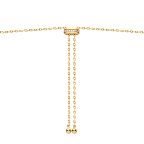 Gold Bezel Cubic Zirconia Station Necklace